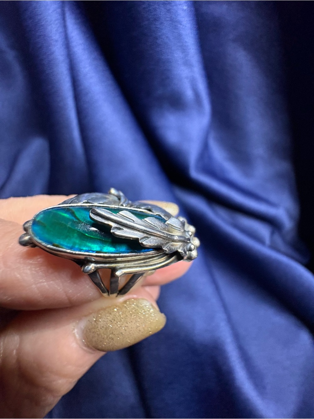 Ring Abalone Native American Signed Artisan 925 Sterling Silver - Picture 9 of 11